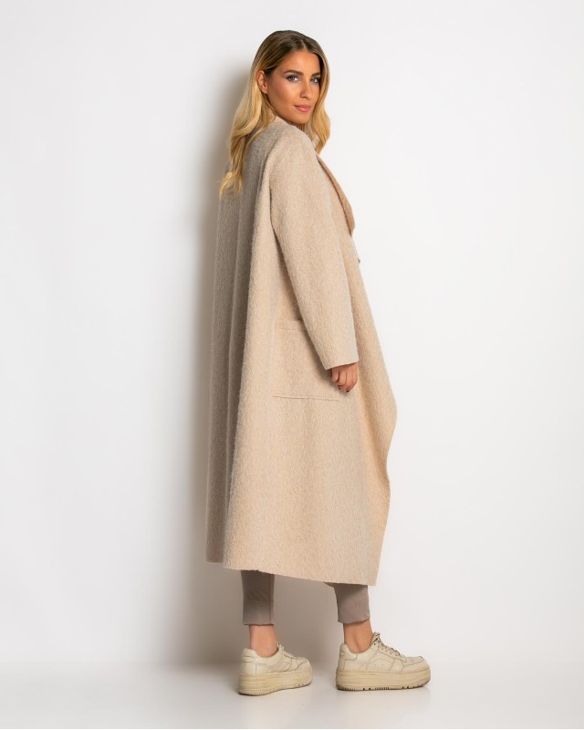 Παλτό με υφή mohair μπεζ
