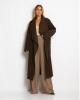 Παλτό με υφή mohair καφέ