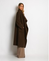 Παλτό με υφή mohair καφέ