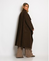 Παλτό με υφή mohair καφέ