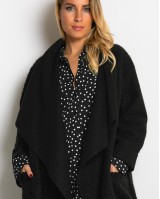 Παλτό με υφή mohair μαύρο