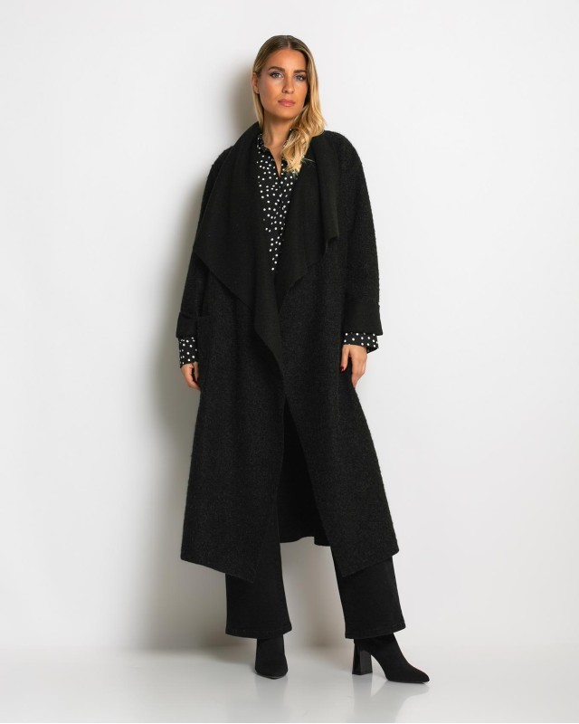 Παλτό με υφή mohair μαύρο