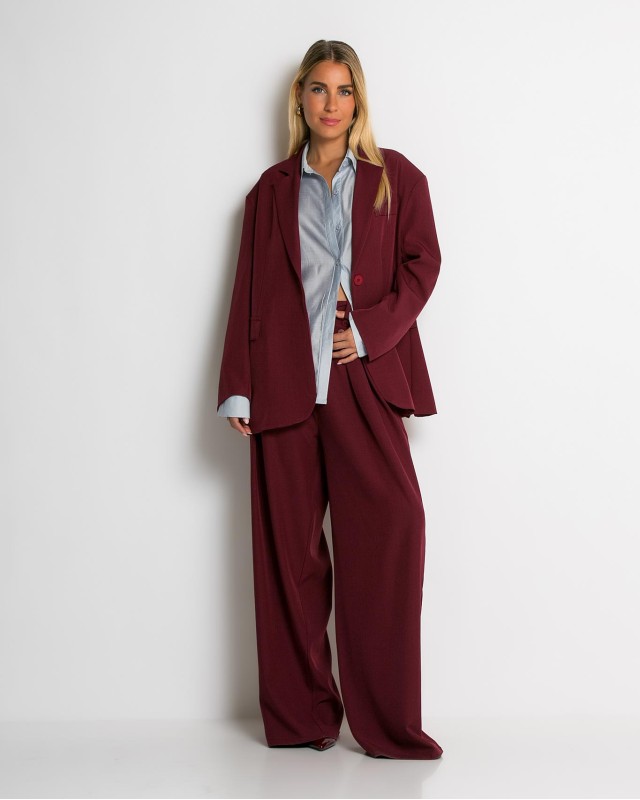 Σακάκι oversized με κουμπί μπορντώ