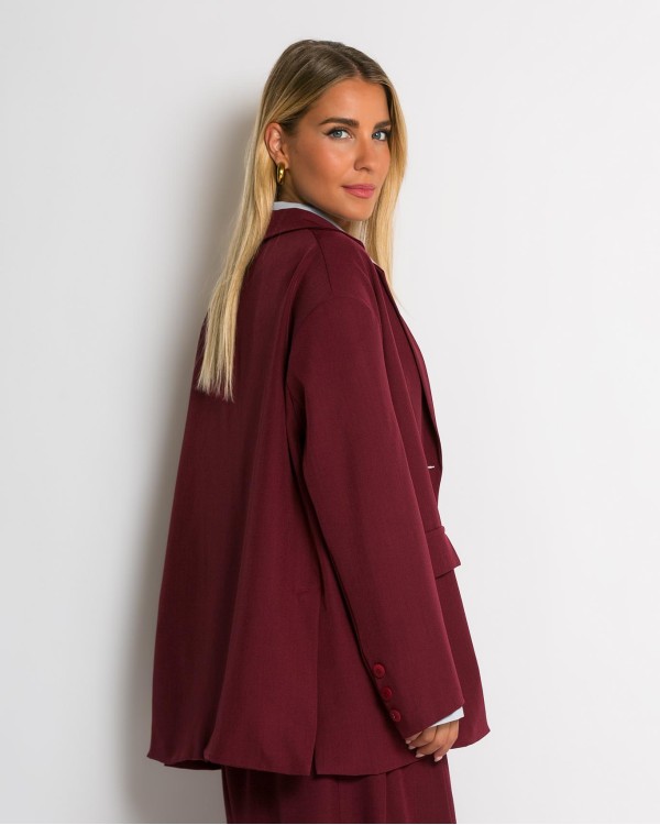 Σακάκι oversized με κουμπί μπορντώ