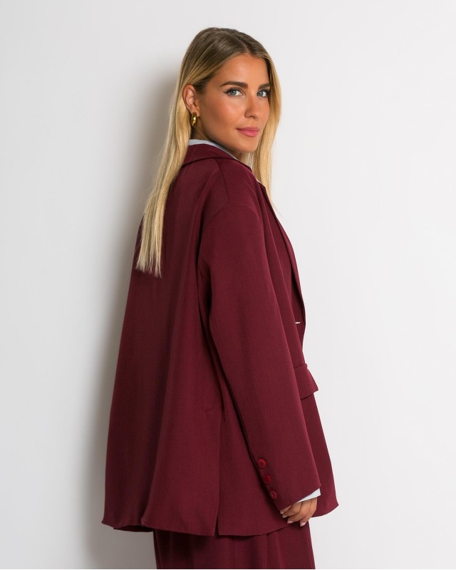 Σακάκι oversized με κουμπί μπορντώ