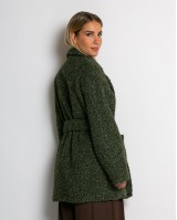 Πανωφόρι μπουκλέ με τσέπες και ζώνη χακί