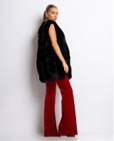 Γούνα αμάνικη με σχέδιο στο τελείωμα μαύρη