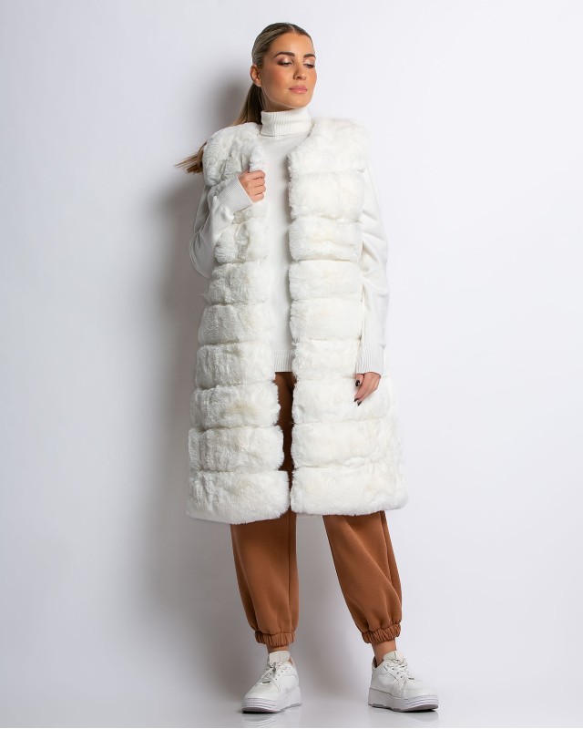 Γουνα αμάνικη μακριά λευκό