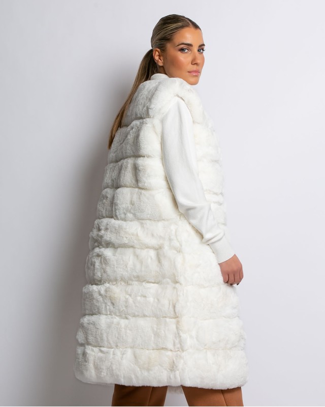 Γουνα αμάνικη μακριά λευκό