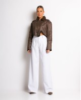 Πανωφόρι crop σουέτ καφέ