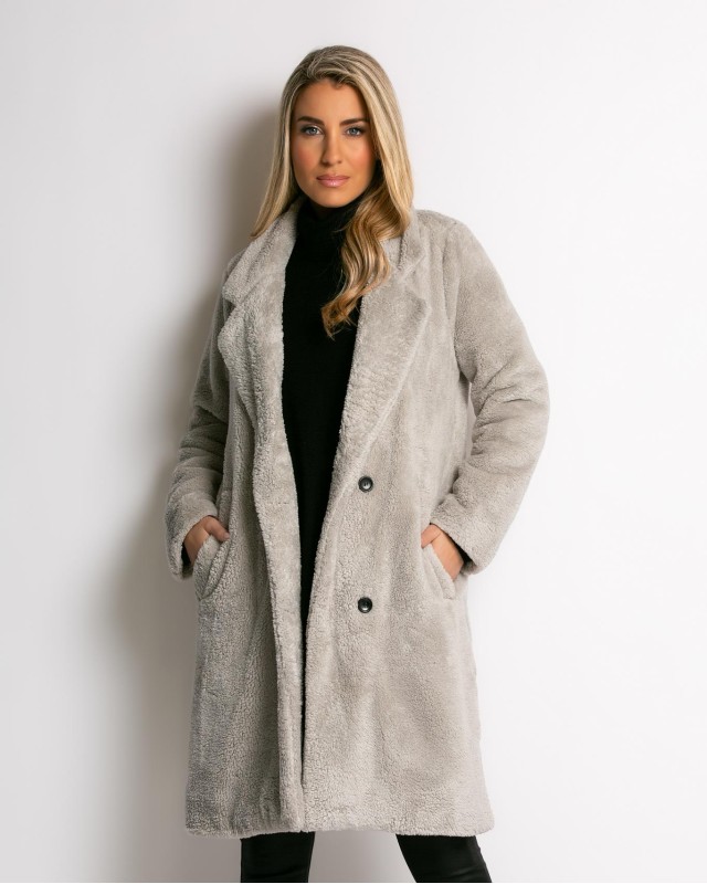 Παλτό teddy γκρι