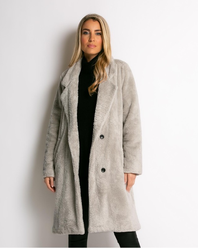Παλτό teddy γκρι