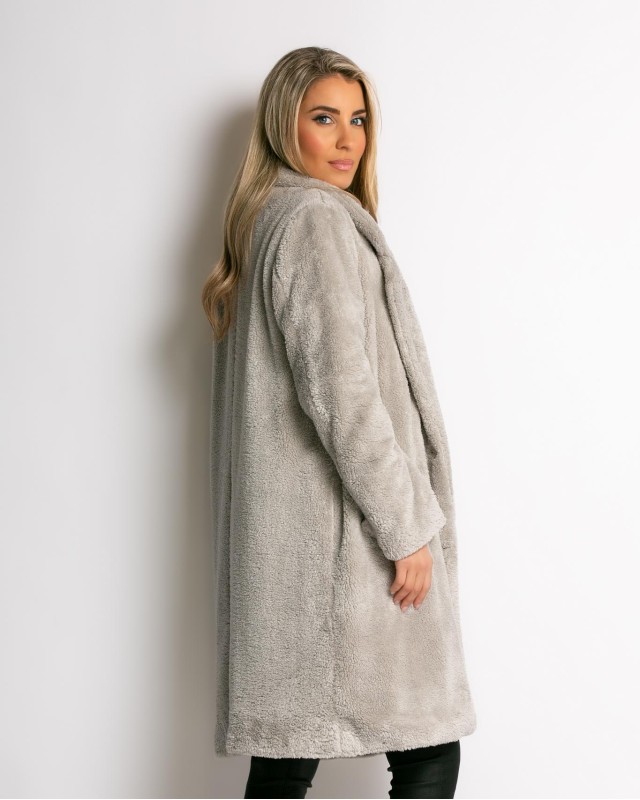 Παλτό teddy γκρι