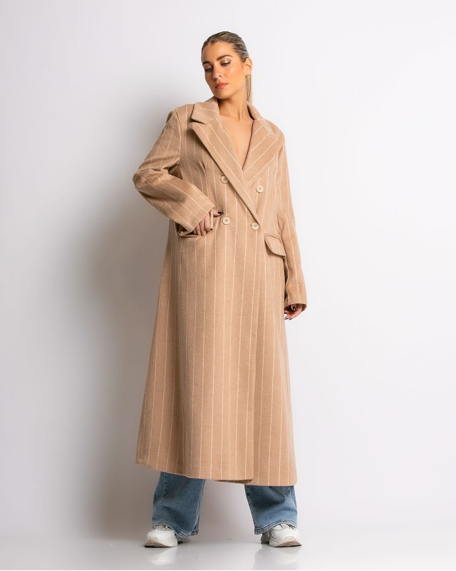 Παλτό με κουμπιά ριγέ ταμπά