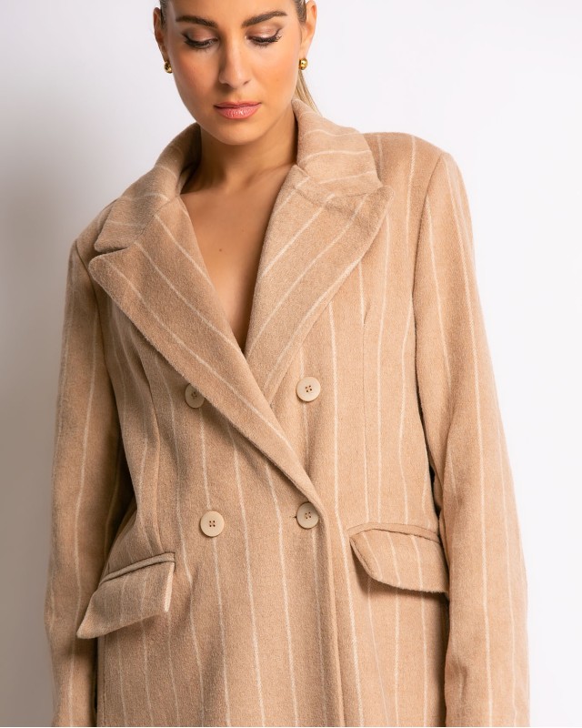 Παλτό με κουμπιά ριγέ ταμπά