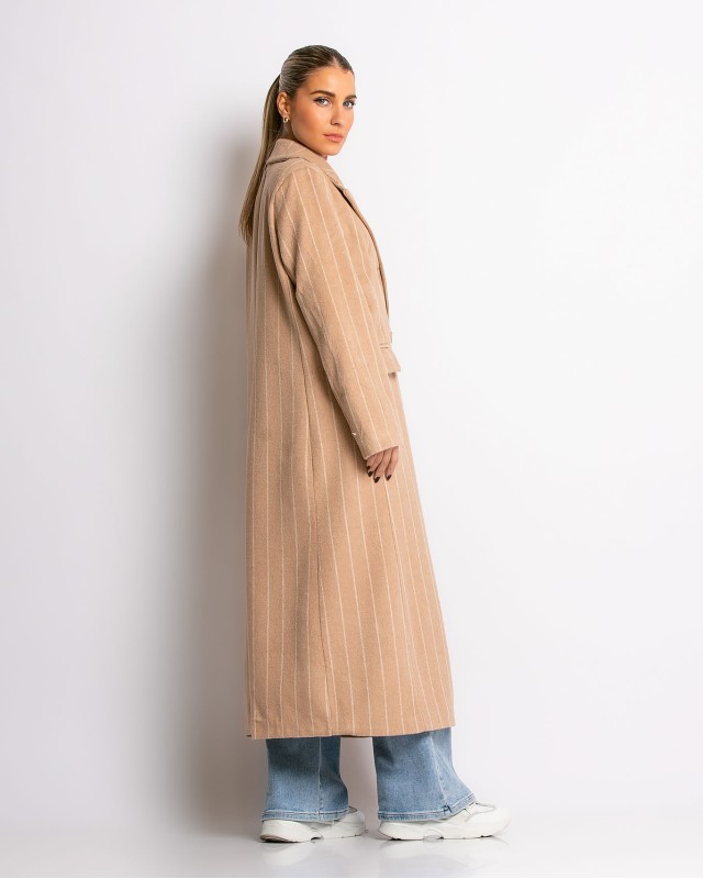 Παλτό με κουμπιά ριγέ ταμπά