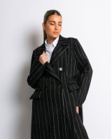 Παλτό με κουμπιά ριγέ μαύρο