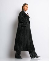 Παλτό με κουμπιά ριγέ μαύρο