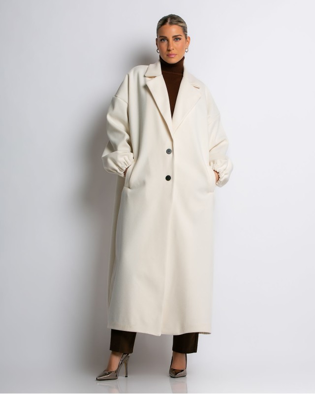 Παλτό με φόδρα και λάστιχο στο μανίκι εκρού