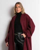 Παλτό με  φόδρα λάστιχο στο μανίκι μπορντώ