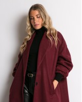 Παλτό με  φόδρα λάστιχο στο μανίκι μπορντώ
