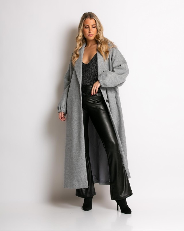 Παλτό με  φόδρα και λάστιχο στο μανίκι γκρι