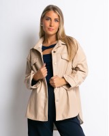 Jacket δερματίνη με κουμπιά μπεζ Jacket δερματίνη με κουμπιά μπεζ