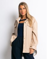 Jacket δερματίνη με κουμπιά μπεζ Jacket δερματίνη με κουμπιά μπεζ