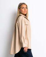Jacket δερματίνη με κουμπιά μπεζ Jacket δερματίνη με κουμπιά μπεζ