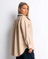 Jacket δερματίνη με κουμπιά μπεζ Jacket δερματίνη με κουμπιά μπεζ