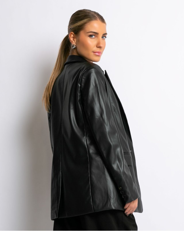 Σακάκι δερματίνη μαύρο