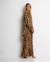 Σετ leopard print πουκάμισο & παντελόνι καφέ