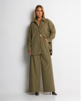 Σετ πουκάμισο & παντελόνι με στρας χακί