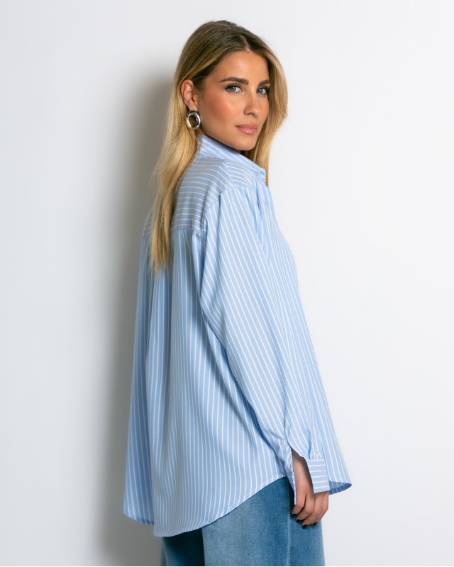 Πουκάμισο μακρυμάνικο ριγέ γαλάζιο