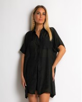 Σετ see through πουκάμισο και σορτς μαύρο Σετ see through πουκάμισο και σορτς μαύρο