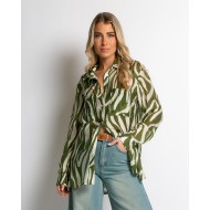Πουκάμισο zebra print λαδί