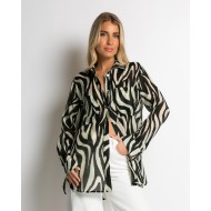 Πουκάμισο zebra print μαύρο