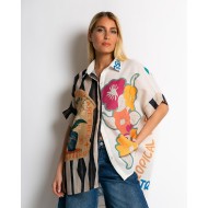 Πουκάμισο oversized με print Santa Monica