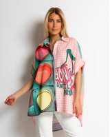Πουκάμισο oversized με print Don't Stop Πουκάμισο oversized με print Don't Stop