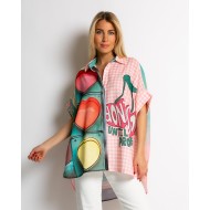 Πουκάμισο oversized με print Don't Stop