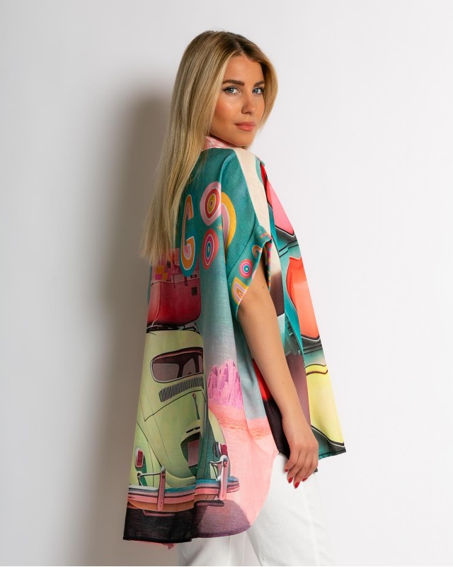 Πουκάμισο oversized με print Don't Stop Πουκάμισο oversized με print Don't Stop