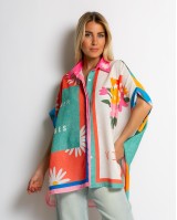 Πουκάμισο oversized με print summer vibes Πουκάμισο oversized με print summer vibes