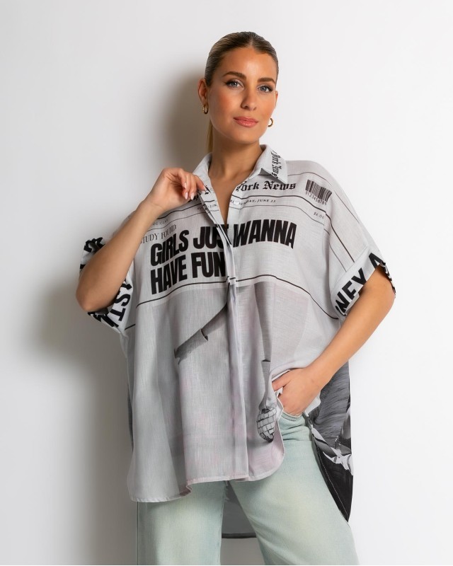 Πουκάμισο oversized με print ''Girls'' Πουκάμισο oversized με print ''Girls''