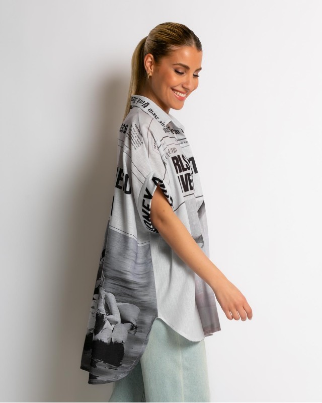 Πουκάμισο oversized με print ''Girls'' Πουκάμισο oversized με print ''Girls''