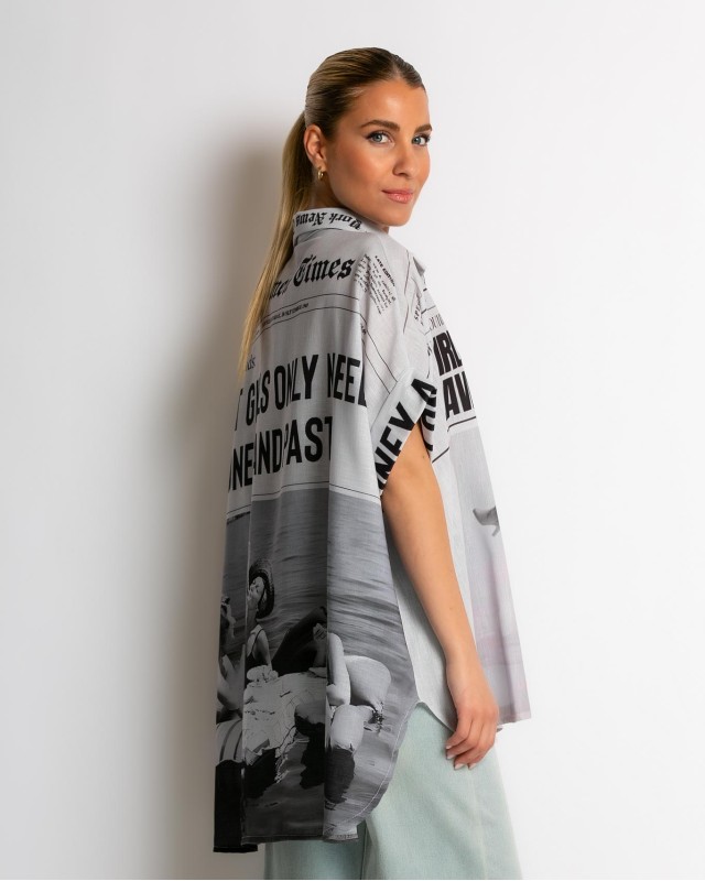 Πουκάμισο oversized με print ''Girls'' Πουκάμισο oversized με print ''Girls''