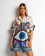 Πουκάμισο oversized με print Colorful Eye