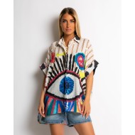 Πουκάμισο oversized με print Colorful Eye