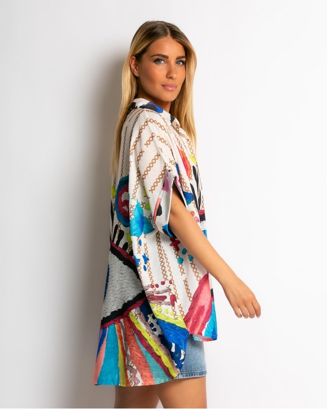 Πουκάμισο oversized με print Colorful Eye