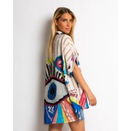 Πουκάμισο oversized με print Colorful Eye