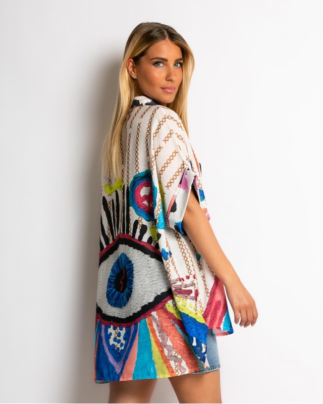 Πουκάμισο oversized με print Colorful Eye
